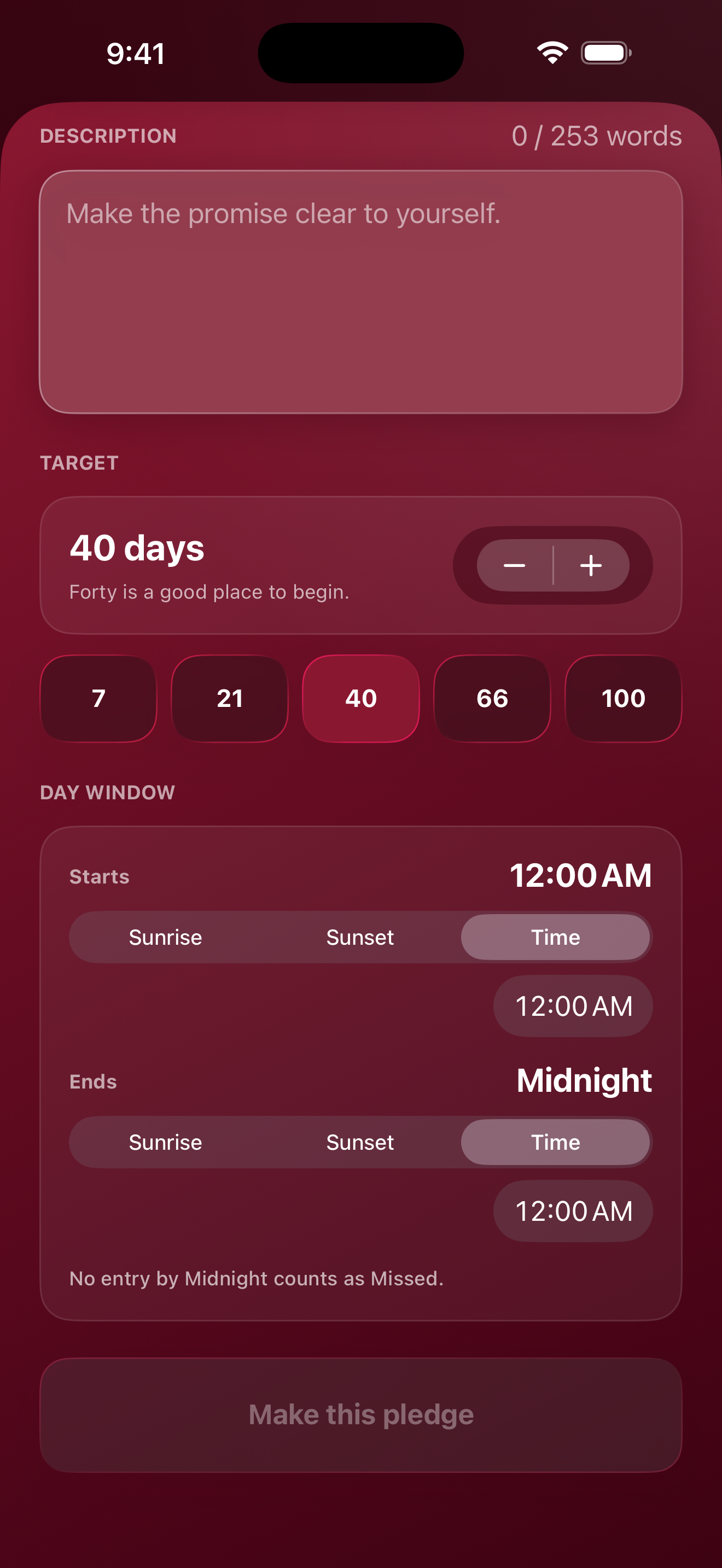 Set a daily pledge rhythm